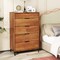 Cherry MDF 5 Drawer Dresser with Metal Legs and Anti Tipping Kit